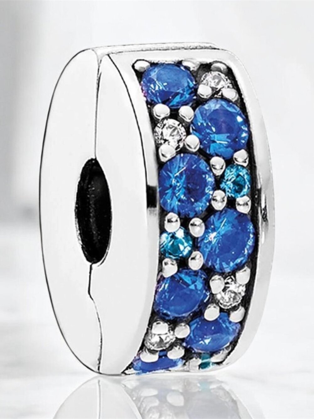NEW Authentic Pandora Pave Clip Charm BLUE 796361NCB